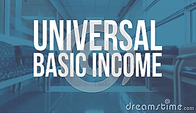 Universal Basic Income theme with a medical waiting room background Stock Photo