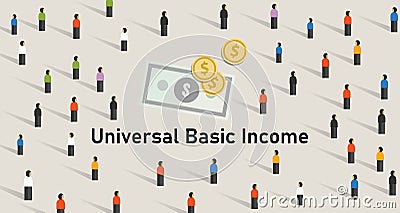 Universal basic income UBI is government guarantee for citizen receives a guaranteed minimum income. Vector Illustration