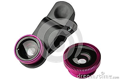 Universal clip lens for cell phone Stock Photo