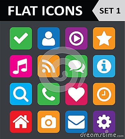 Universal Colorful Flat Icons. Vector Illustration