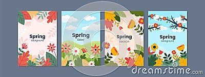 Universal Cover Spring Season Concept Vector Illustration