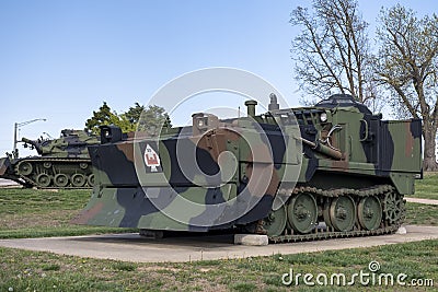 FORT LEONARD WOOD, MO-APRIL 29, 2018: Military Universal Engineer Tractor Editorial Stock Photo
