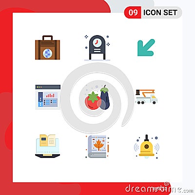 9 Universal Flat Colors Set for Web and Mobile Applications crane, supermarket, arrow, shopping, graphics Vector Illustration