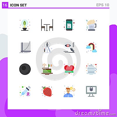 16 Universal Flat Colors Set for Web and Mobile Applications curve, arrow, document, party, beer Vector Illustration