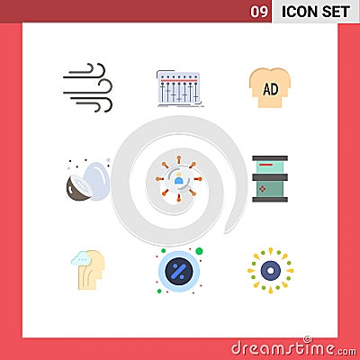 9 Universal Flat Colors Set for Web and Mobile Applications internet, kiwi, elementary, healthy, food Vector Illustration