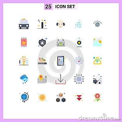 25 Universal Flat Colors Set for Web and Mobile Applications space, astronomy, magic, asteroid, sheep Vector Illustration