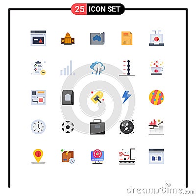 25 Universal Flat Colors Set for Web and Mobile Applications travel, location, house, country, australia Vector Illustration