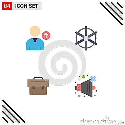 4 Universal Flat Icons Set for Web and Mobile Applications avatar, business, boat, wheel, no Vector Illustration