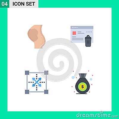 4 Universal Flat Icons Set for Web and Mobile Applications pregnancy, coding, obstetrics, folder, development Vector Illustration
