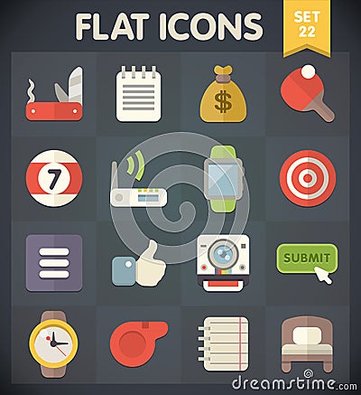 Universal Flat Icons for Web and Mobile Set 22 Vector Illustration