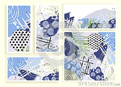 Universal floral cards set Vector Illustration