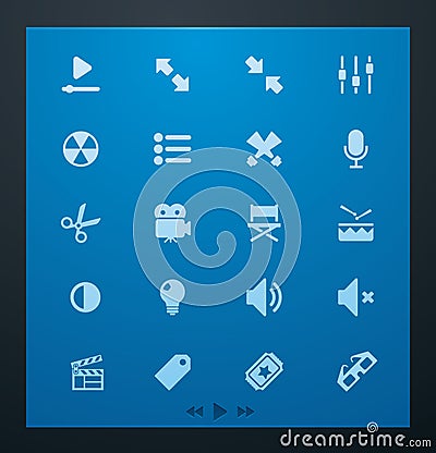 Universal glyphs 1. Video set Vector Illustration