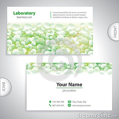 Universal green-white laboratory business card. Vector Illustration