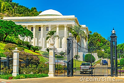 Universal House of Justice at Bahai gardens in Haifa, Israel Stock Photo