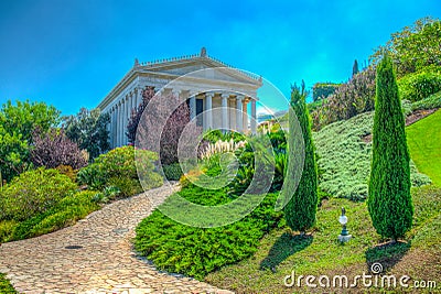 Universal House of Justice at Bahai gardens in Haifa, Israel Stock Photo