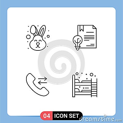 Universal Icon Symbols Group of 4 Modern Filledline Flat Colors of animal, answer, face, digital, contact us Vector Illustration