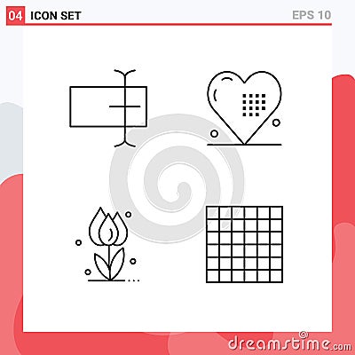 Universal Icon Symbols Group of 4 Modern Filledline Flat Colors of cursor, floral, celebration, holiday, nature Vector Illustration