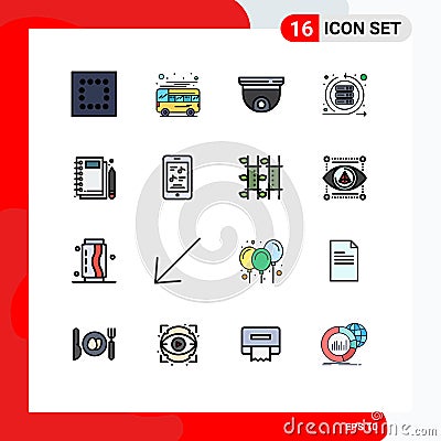 Universal Icon Symbols Group of 16 Modern Flat Color Filled Lines of jotter, sprint, device, scrum, agile Vector Illustration