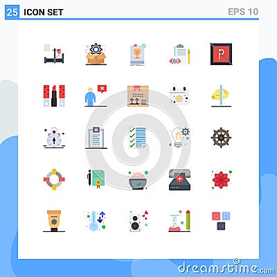 Universal Icon Symbols Group of 25 Modern Flat Colors of control, backlog, configuration, quality control, rule Vector Illustration