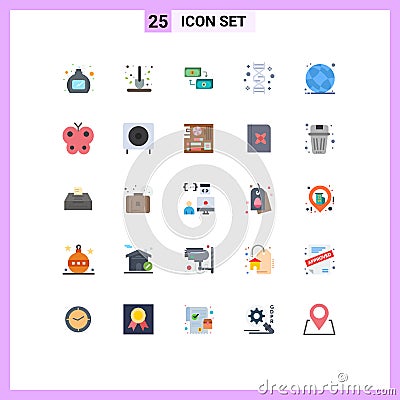 Universal Icon Symbols Group of 25 Modern Flat Colors of gene, chromosome, exchange, money, finance Vector Illustration