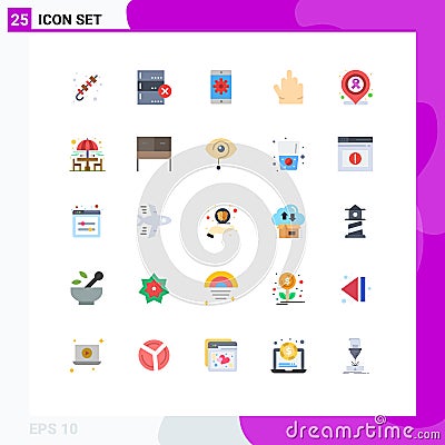Universal Icon Symbols Group of 25 Modern Flat Colors of medical, hospital, application, high five, fingers Vector Illustration