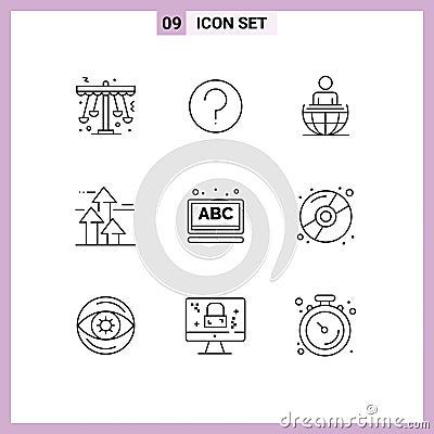 Pictogram Set of 9 Simple Outlines of limits, breaking, mark, break, modern Vector Illustration