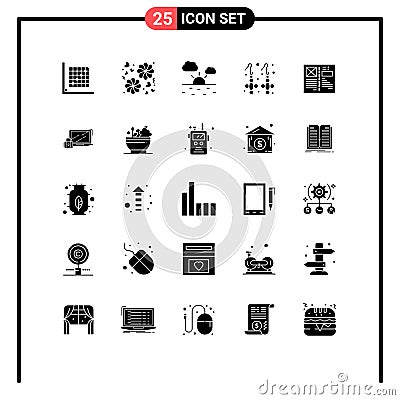 Universal Icon Symbols Group of 25 Modern Solid Glyphs of design, blog, cloud, jewelry, fashion Vector Illustration