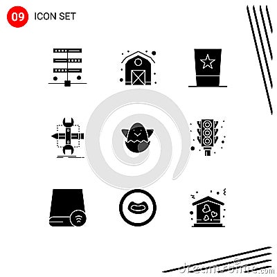 Universal Icon Symbols Group of 9 Modern Solid Glyphs of easter, sketch, fashion, develop, build Vector Illustration