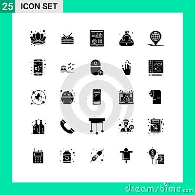 Universal Icon Symbols Group of 25 Modern Solid Glyphs of global, business, heart, gift, jewelry Vector Illustration