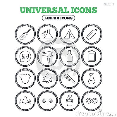 Universal icons. Camping tent, hot coffee drink. Vector Illustration