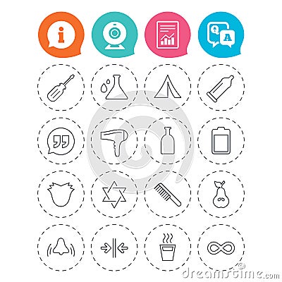 Universal icons. Camping tent, hot coffee drink. Vector Illustration