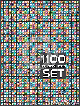 1100 universal icons set Stock Photo