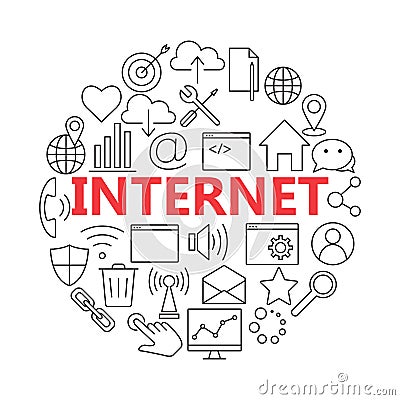 Universal internet icon to use in web and mobile UI, set of basi Vector Illustration