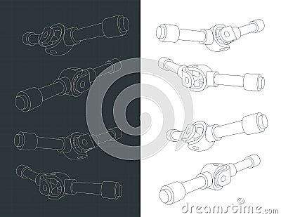 Universal joint blueprints Vector Illustration