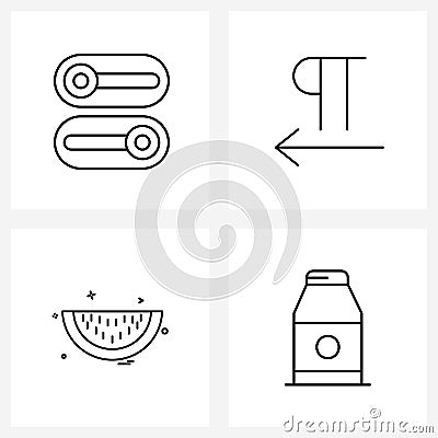 4 Universal Line Icon Pixel Perfect Symbols of on, food, switch, right to left, fruit Vector Illustration