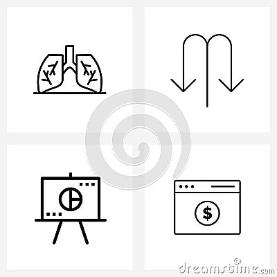 4 Universal Line Icon Pixel Perfect Symbols of medical; learn; healthcare; turn; school Vector Illustration