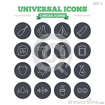 Universal linear icons set. Thin outline signs Vector Illustration