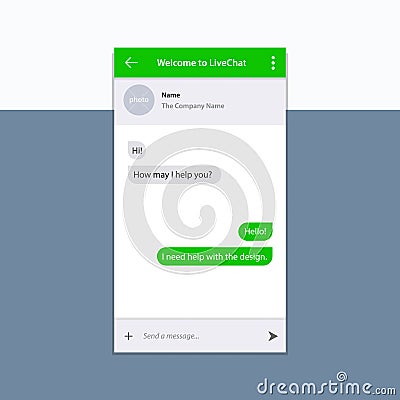 The universal live chat window, mobile version Vector Illustration