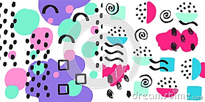 Universal memphis seamless pattern endless abstract fills style and surface textures colorful geometric ornament Vector Illustration