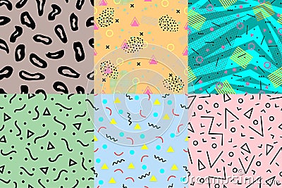 Universal memphis 80-90 seamless pattern endless abstract textures geometric ornament background vector illustration. Vector Illustration