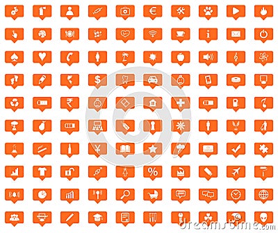 Universal orange message icons set Vector Illustration