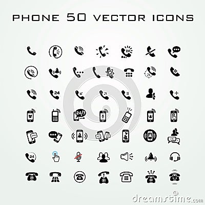 50 Universal Outline Icons For Web and Mobile Vector Illustration