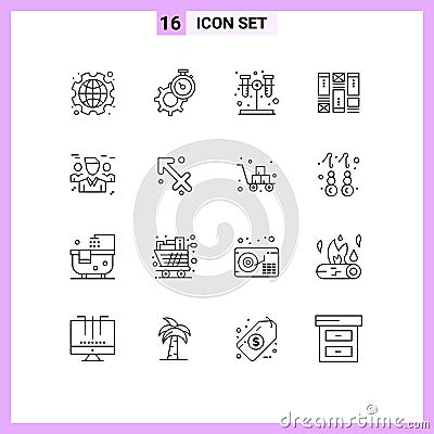 16 Universal Outlines Set for Web and Mobile Applications business, wirefram, setting, sketching, tube Vector Illustration