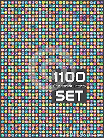 Universal set of 1100 icons Stock Photo