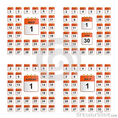 Universal set of wall calendar. Vector Illustration