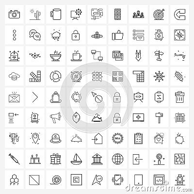 Universal Symbols of 81 Modern Line Icons of came scope, setting, tea, performance, config Vector Illustration