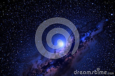 Universe. Black hole. Galaxy. Universe with rotating spiral galaxy in the center. Milky way galaxy with stars Stock Photo