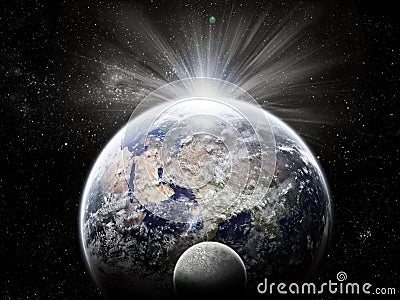 Universe exploration - Moon eclipse on earth Stock Photo