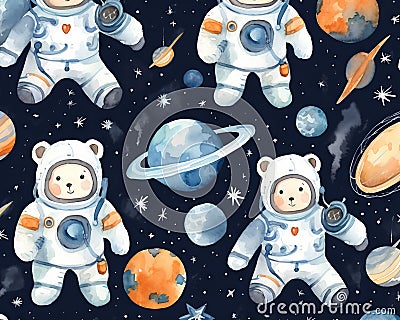 The Universe kids elephant fox cat and bunny space suit are stars. Stock Photo