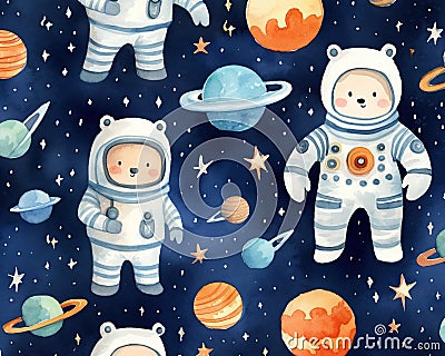 The Universe kids elephant fox cat and bunny space suit are stars. Stock Photo